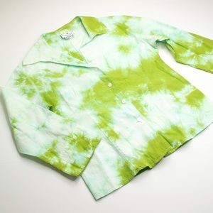 Arleen Bowman Green Tie Dye Button Down Shirt